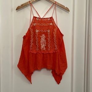 Free People embroidered low back halter top
